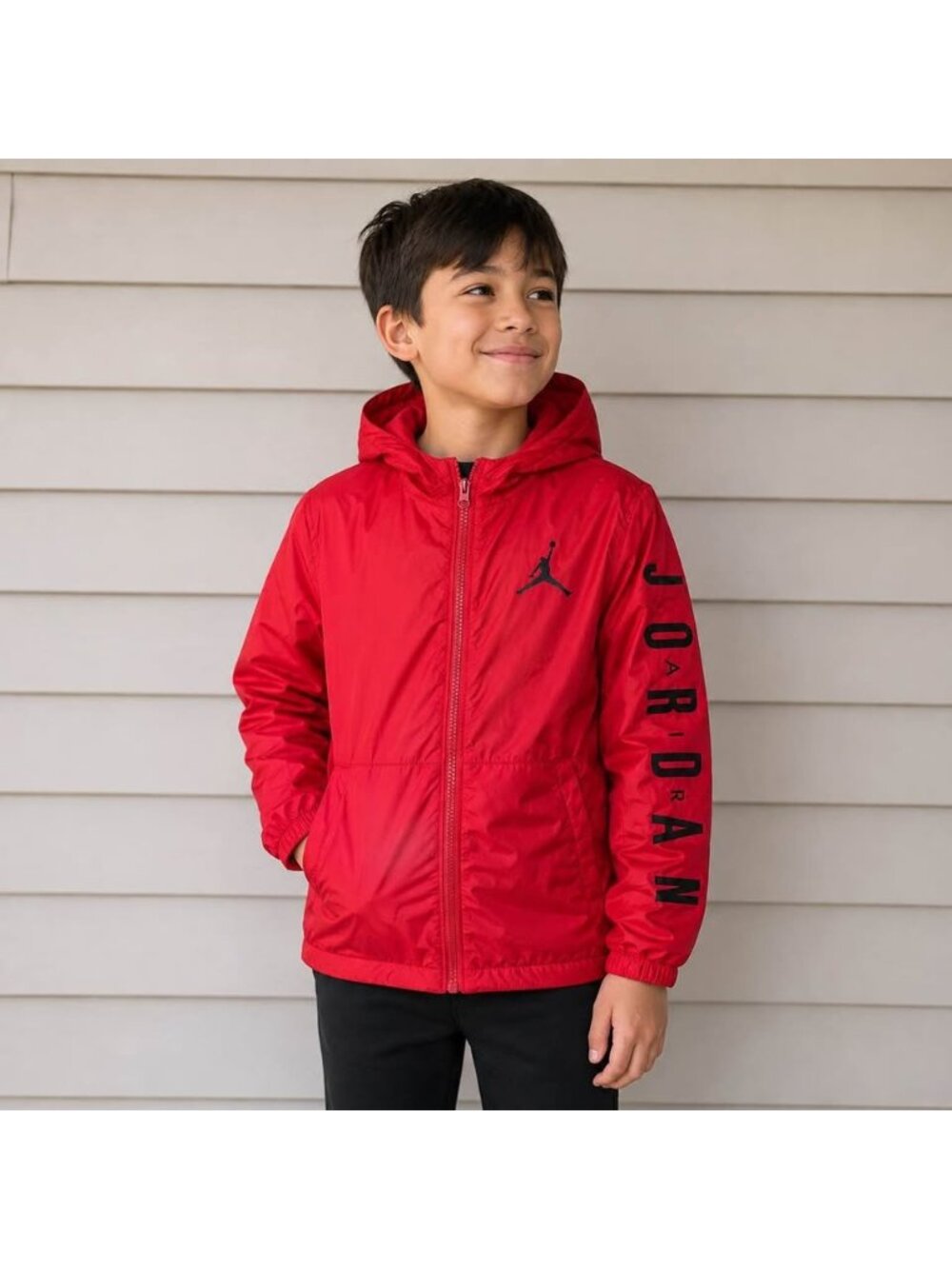 Jordan Kids Red Lined Hooded Jacket Size 10–12